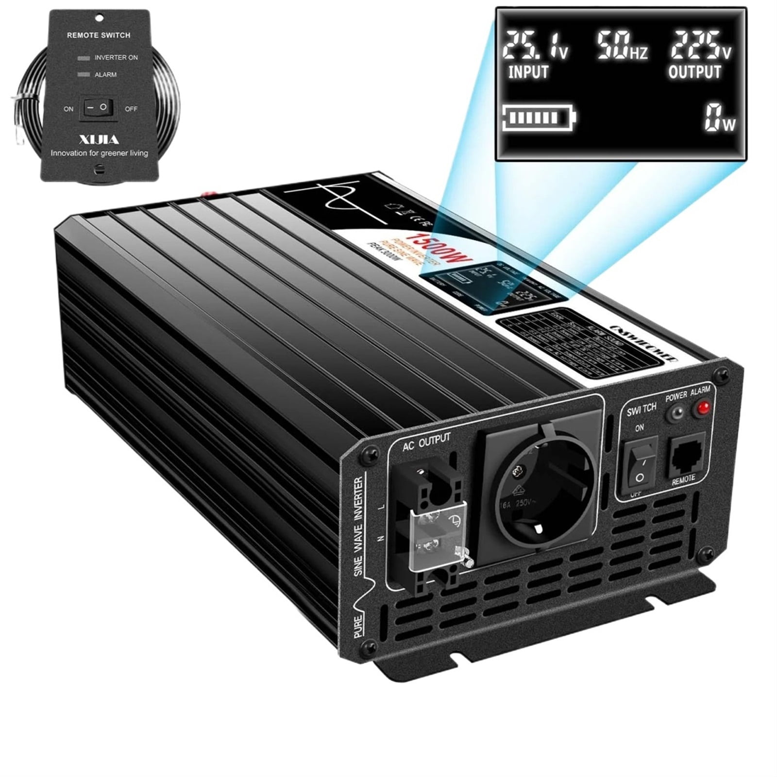 Power Inverter Dc 1500W Inverter Pure Sine Wave Solar Power Inverter DC To AC With Remote ...
