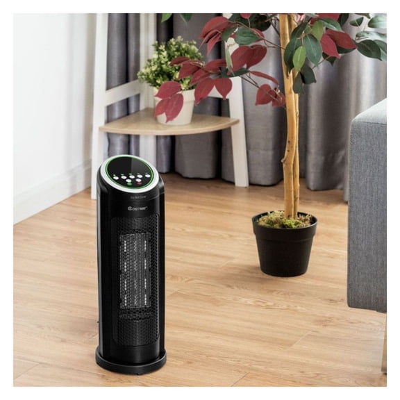 1500W LED Portable Space Heater, Oscillating PTC Ceramic Heater - Black