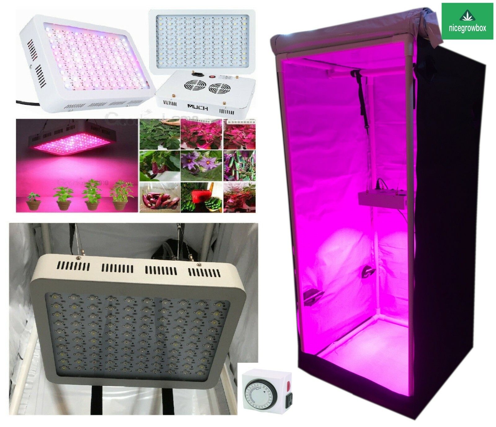 1500W LED Reflective Hydroponics Grow Box Tent Room 40