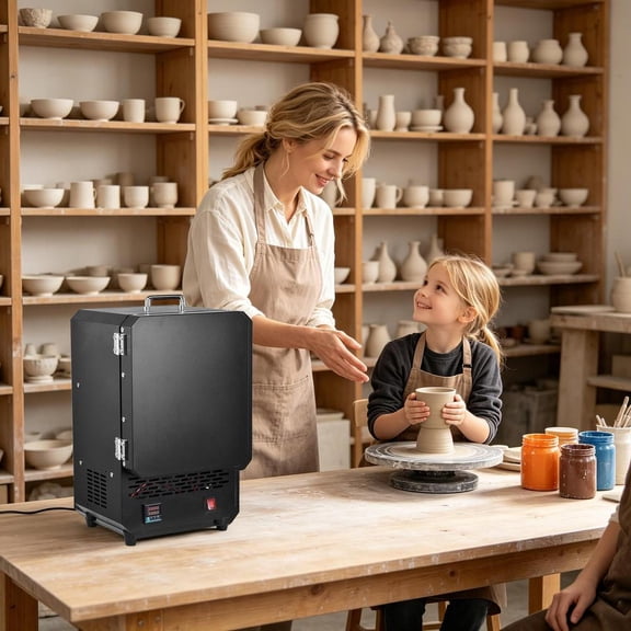 1500W Laboratory Muffle Furnace, Compact Tabletop Electric Kiln for Jewelry Casting Pottery Glazing and Heat Treat DIY