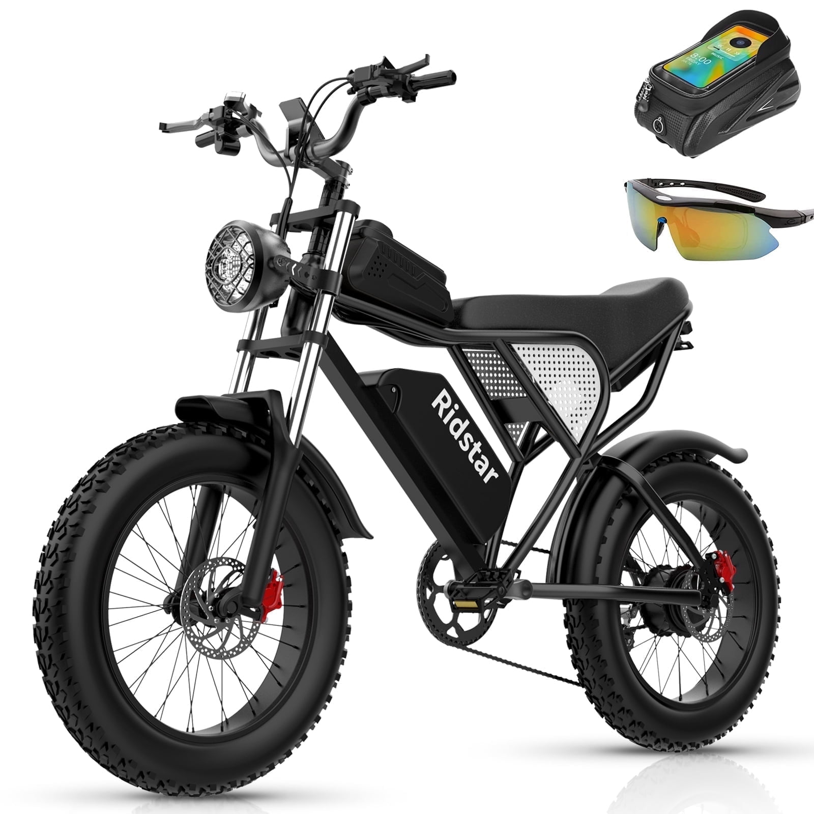 Ridstar 1500W Electric Bike for Adults,33MPH 48V 20Ah Electric Bicycle ,20" Fat Tire Full Suspension Mountain Bike UL2849