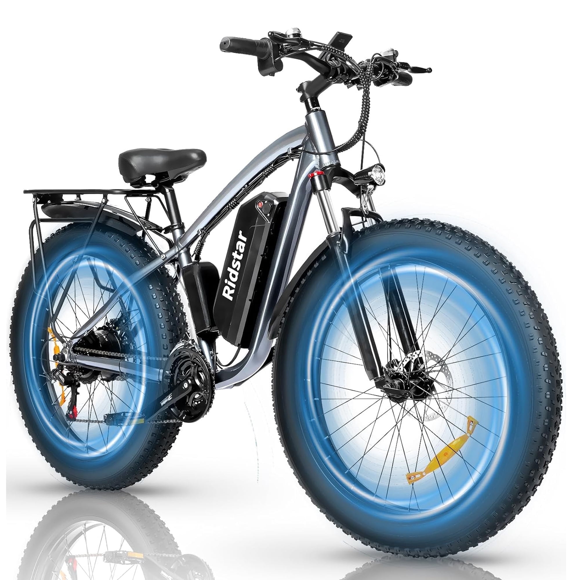Ridstar Electric Bike for Adults,1500W 30mph,48V 15.6Ah Electric Bicycle,26" Fat Tire 21 Speed Front Suspension Mountain Bike UL2849