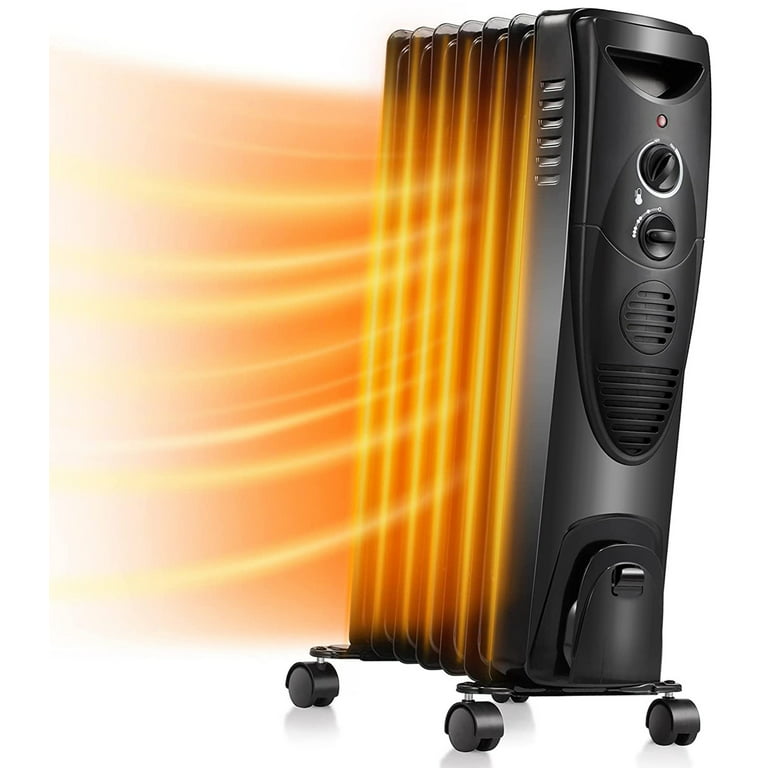 1500W Oil Filled Radiator Heater, Portable Electric Heater with 3