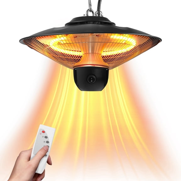 1500W Outdoor Patio Heater with 3 Heating Levels and Remote Timer Control for Garage Balcony Courtyard, IP23 Waterproof, Black
