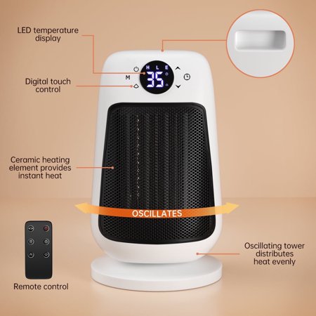 1500W PTC Ceramic Space Heater with Touch Screen & Remote