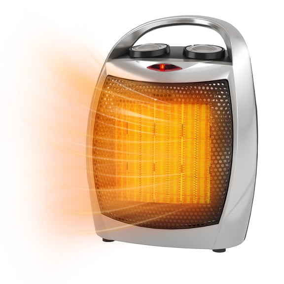 1500W PTC Space Heater – 3S Fast Heating, 45dB Quiet, 200 Sq Ft – 40-158°F, Overheat Protection – Bedroom, Office, Desk – Silver With Handle