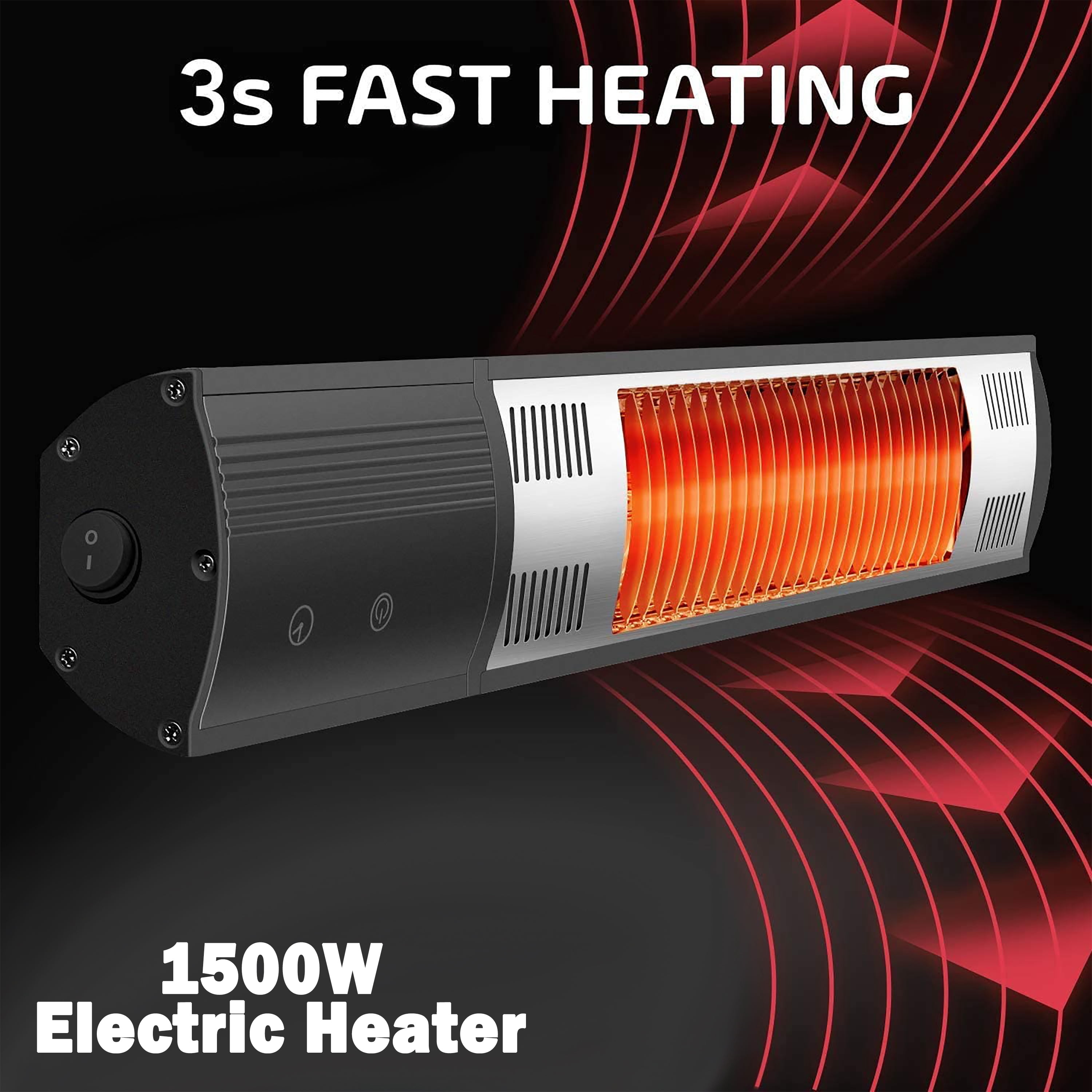 1500W Patio Heaters Wall Mounted, Black Luxury Electric Heaters Outdoor  with Remote Control, Timed off, Overheat Protection - Walmart.com