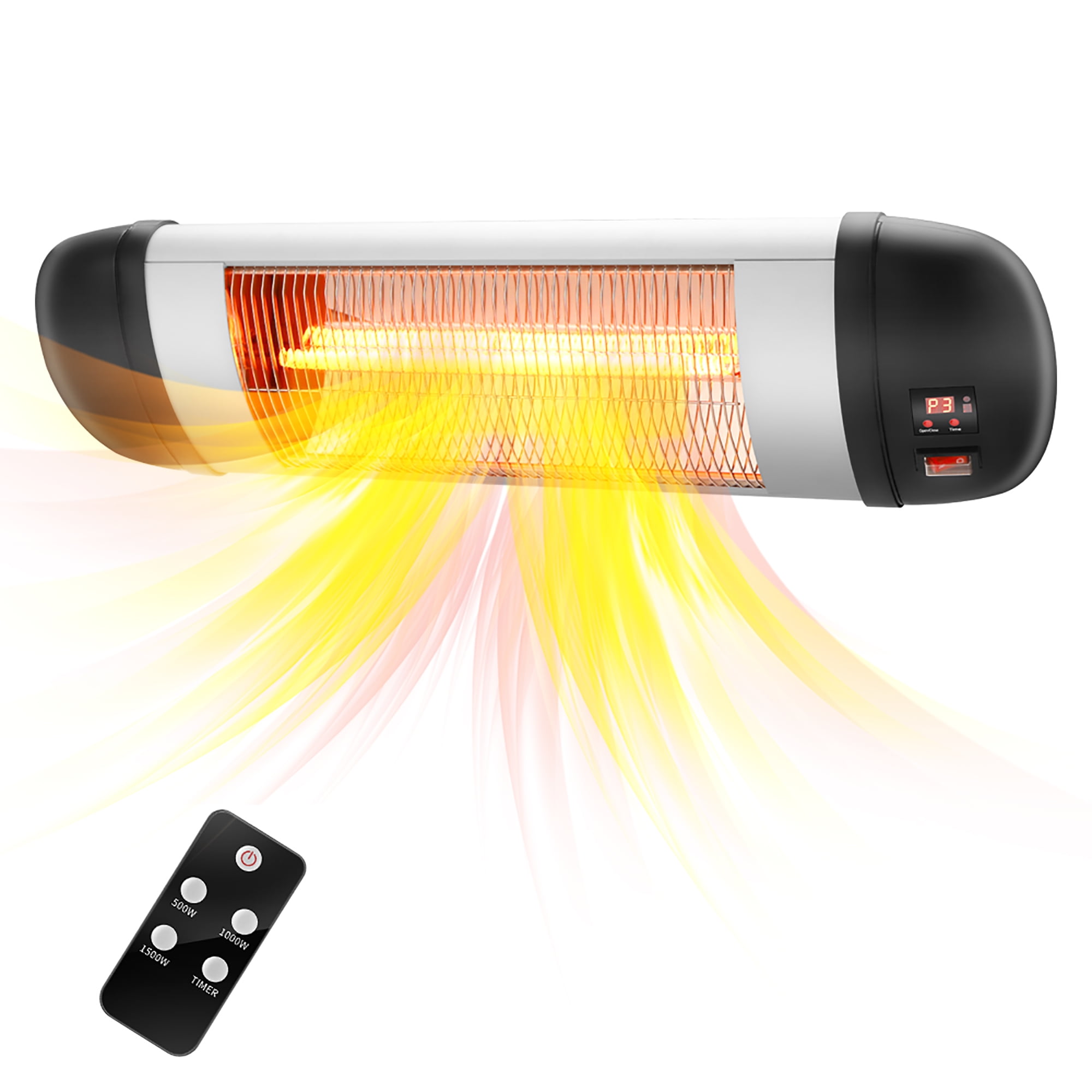 1500W Patio Heaters Wall Mounted for Outside, Electric Heaters for Inside  Home Room with Remote Control, 24H Timer, 500W-1500W 3 Gear - Walmart.com