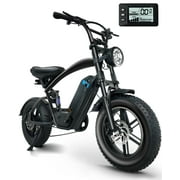 1500W Peak Electric Bike for Adults, 30MPH Electric Bike, 16" Fat Tire E-Mountain Bikes, 48V 18Ah Removable Battery Ebike, Dual Suspension, Hydraulic Suspension, 7-Speed, UL 2849