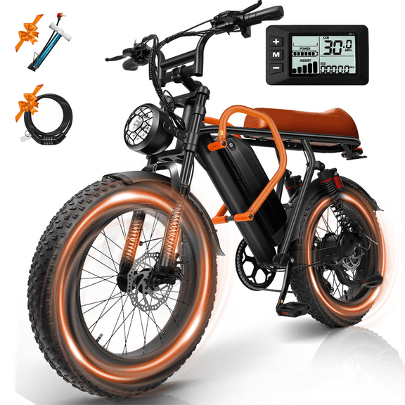 1500W Peak Electric Bike for Adults, 30MPH Electric Bike, 20" Fat Tire E-Mountain Bikes, 48V 15Ah Removable Battery Ebike, Dual Suspension, Hydraulic Suspension, 7-Speed, UL 2849