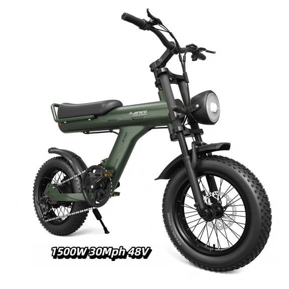 1500W Peak JANSNO Electric Bike for Adults16" Fat Tire EBike,30-70 Miles 30MPH Dual Suspension Electric Motorcycle,48V 14AH Battery Powered Dirt Bike