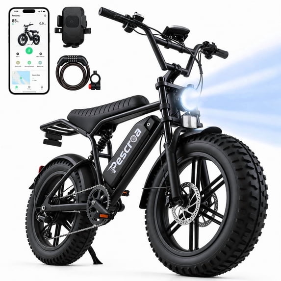 28MPH Max Speed Electric Bike with 500LBS Max Weight, 750W Motor Ebike for Adults, Pescroa Electric Bikes for Adults, APP Control, E Bike, Adult Electric Bicycles with 65Mile Range