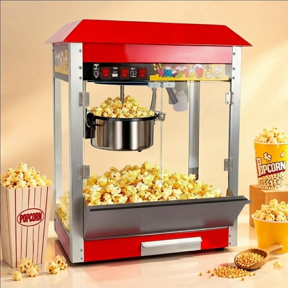 1500W Popcorn Machine with 12 Oz Kettle Makes Up to 50 Cups, Commercial Countertop Popcorn Machine Maker, 3 Switch Control for Quick 3-5 Minute Cinema Popcorn Making, Stainless Steel