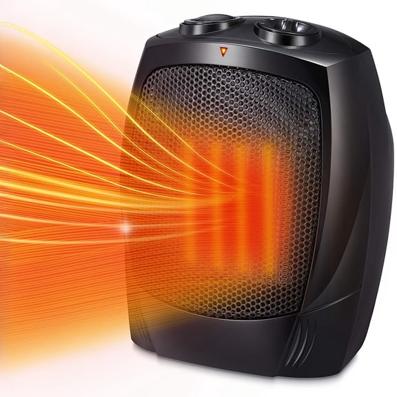 1500W Portable Ceramic Space Heater, 2S Fast Heating, 3 Modes, Adjustable Thermostat, 200 Sq.Ft Coverage, Overheat  Tip-Over Protection, Quiet Compact Heater for Indoor Use, Black Silver