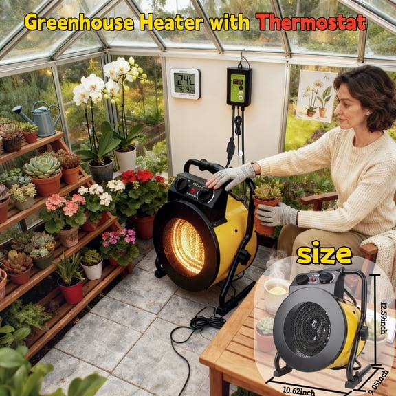 1500W Portable Electric Heater with 3-Second Fast Heating - Overheat Protection & Anti-Slip Design for Indoor/Outdoor Use - Camping, Garage, Living Room, Greenhouse - Christmas Gift Idea