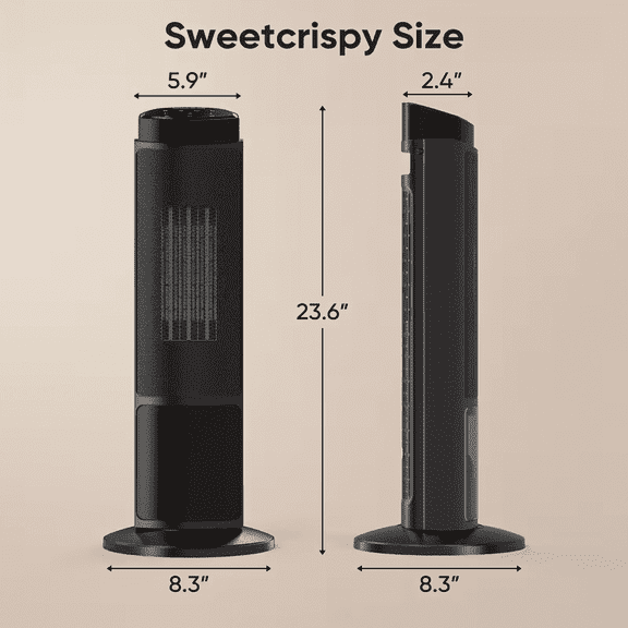 1500W Portable Electric Heater with Remote Thermostat, Overheat and Tip-Over Protection, 12-Hour Timer, Standing Design for Large Rooms, Bedrooms, and Offices