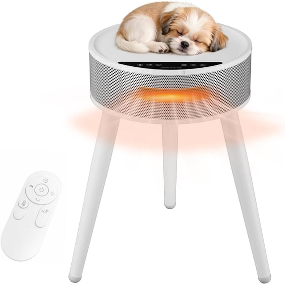 1500W Portable PTC Ceramic Space Heater, Indoor Electric Heater with Remote Control, Thermostat, Oscillation, 12H Timer & ECO Mode, Safe Quiet Heating Unit for Home and Office, White