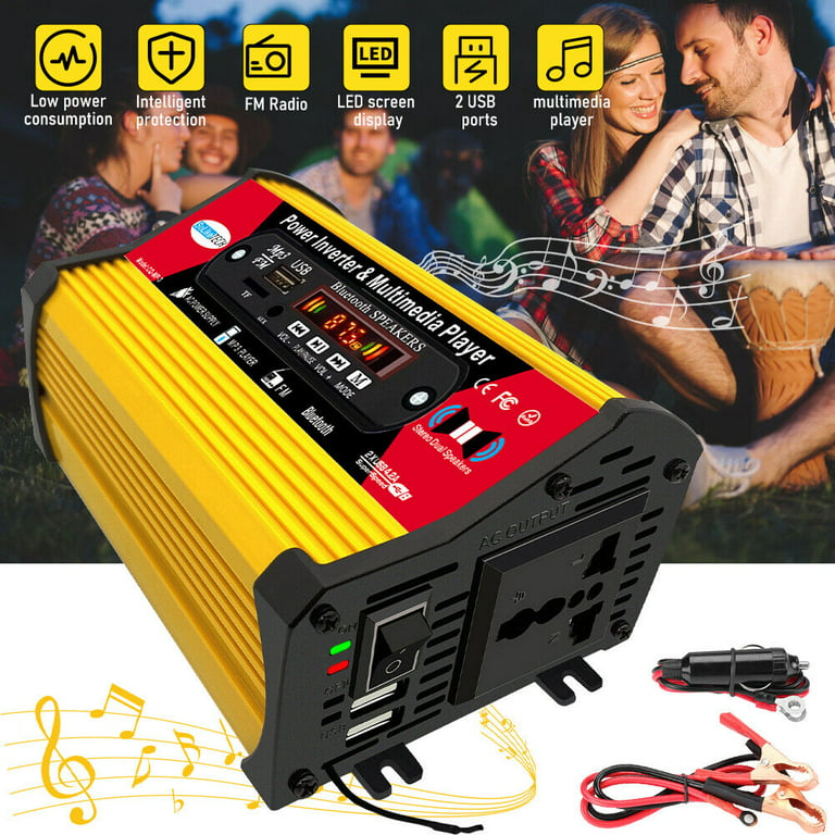 1500W Power Inverter - Car Power Inverter DC 12V to AC 110V Car Converter  with LED Display Remote, Yellow