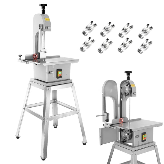 1500W Pure Copper Motor Vertical Bone Cutter, 330-441 Lbs/Hr Cutting Capacity, Frozen Meat/Fish/Bones Saw with Replaceable Blades for Butcher Shops