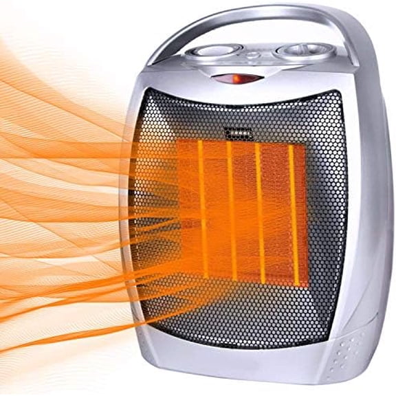 1500W Silver Radiant Space Heater, Electric, Indoor, Personal, Office/Home/Bedroom, 40F-158F, Tip-Over & Overheat Protection$$Home Decor, Kitchen, & Other