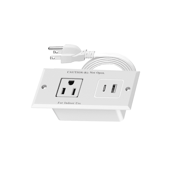 1500W Small Recessed Power Strip with Inset USB Electrical Outlet Extender Plug Extension Cord Hidden Flush Mount Surge Protector Charging Station for Desk Furniture Conference Table Home Office