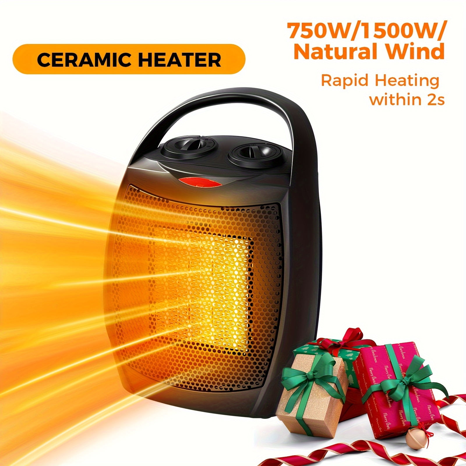 1500W Small Space Heater, Electric Heater, PTC Fast Heating Ceramic ...