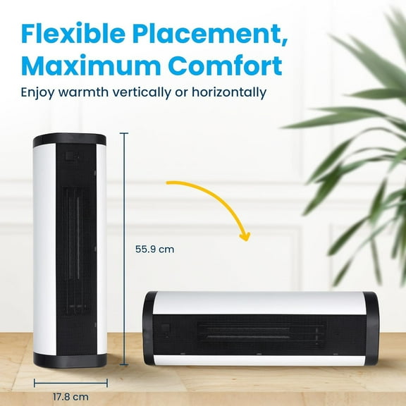 1500W Space Heater for Indoor Use, Electric, Ceramic, Remote, Digital Thermostat, Overheat Protection, Vertical & Horizontal Operation