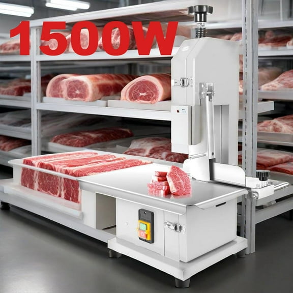1500W Stainless Steel Meat Bone Cutting Machine , Commercial Electric Bandsaw, Electric Bone Saw with 19 x 14 In Work bench, For Kitchen Home Factory