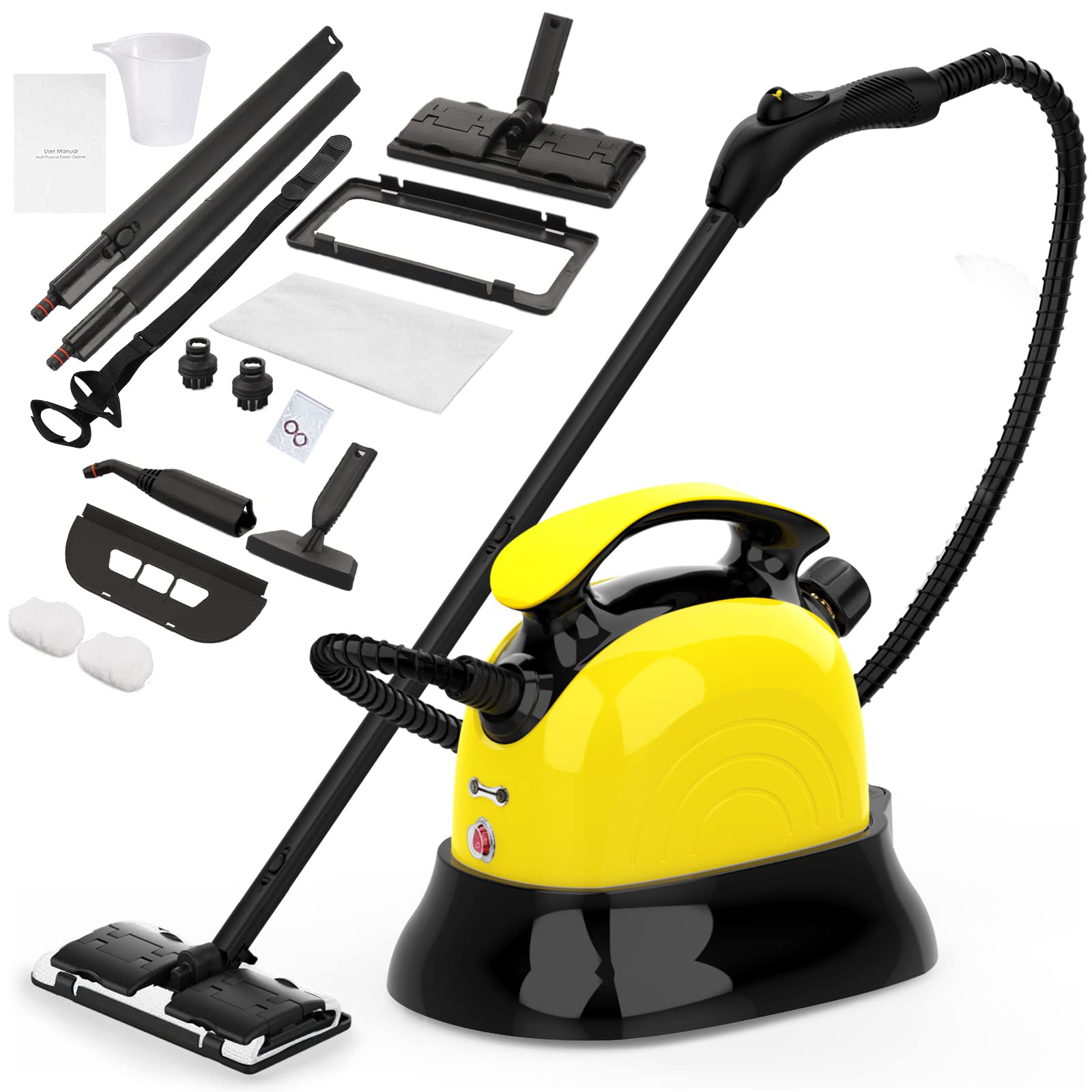 Cheflaud 1500W Multi-Purpose Steam Cleaner with 13 Accessories, Household Steamer for Cleaning, Rolling Cleaning Mop Machine for Carpet, Floors