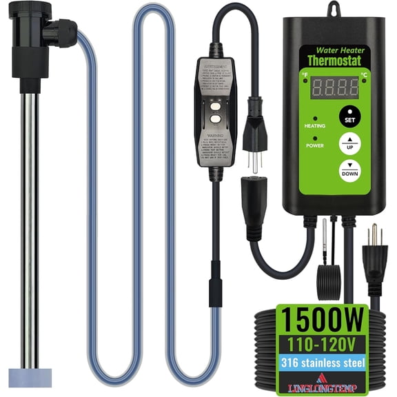 1500W Submersible Hot Tub & Pool Portable Electric immersion Water Heater with temperature control and GFCI for Swimming Pools, Bathtubs, Baptistry, above ground pool inflatable