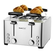 1500W Toaster 4Slice 4-Slot Bagel Croissant Waffles Donuts Defrost with Warming Rack Stainless Steel GTS4C