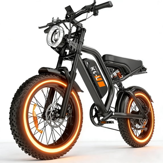 1500W Peak Electric Bike for Adults, 48V 15Ah Battery, 32MPH Fat Tire E-Mountain Bike, 20"x4.0" Snow Tire, Dual Suspension, 7-Speed, UL2849