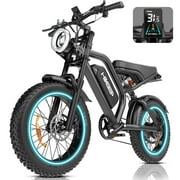 HiKeep 1500W Peak Electric Bike for Adults, 48V 15Ah Battery, 32MPH Fat Tire E-Mountain Bike, 20"x4.0" Snow Tire, Dual Suspension, 7-Speed, UL2849