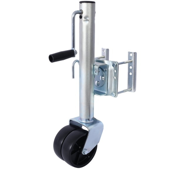 , 1500lbs Trailer Jack with Double Wheel, Adjustable 12" Lift Travel, Boat On for Boat RV Utility, Swivel Tongue Towing Dual Wheel, Silver ,Steel ,