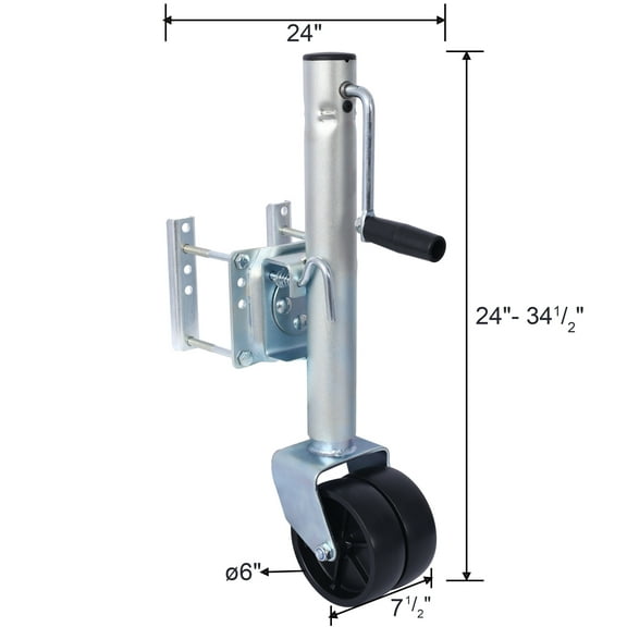 1500lbs Trailer Jack with Double Wheel, Adjustable 12" Lift Travel, Boat On for Boat RV Utility, Swivel Tongue Towing Dual Wheel,