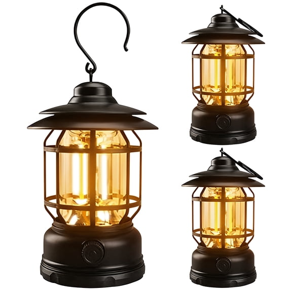 1500mAh Retro Camping Light with 3 Modes, Outdoor Camping Lantern with Hook for Outdoor Activities Tent Hiking Climbing Fishing