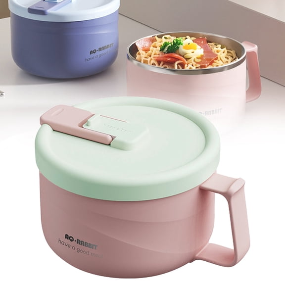1500ml 304 Stainless Steel Insulated Ramen Bowl with Handles, 2026 Noodle Soup Cooker for Dorm & Home