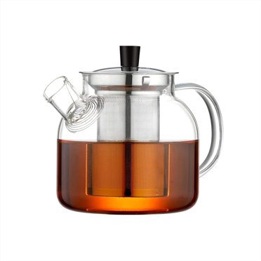 AMZCKU 50oz Vintage Glass Teapot With Removable Infuser - Stovetop Safe Borosilicate Tea Kettle