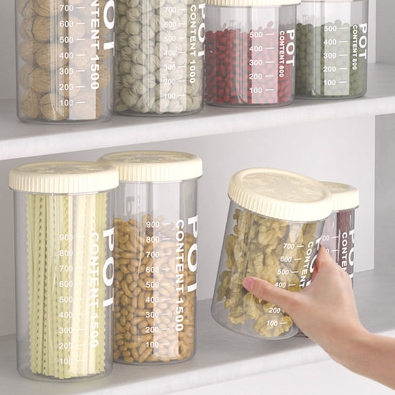 1500ml Large Airtight Food Storage Container – Kitchen Pantry Canister with Measurement Scale, Stackable Plastic Jar for Flour, Sugar, Rice, Pasta, Bulk Dry Food 1pc