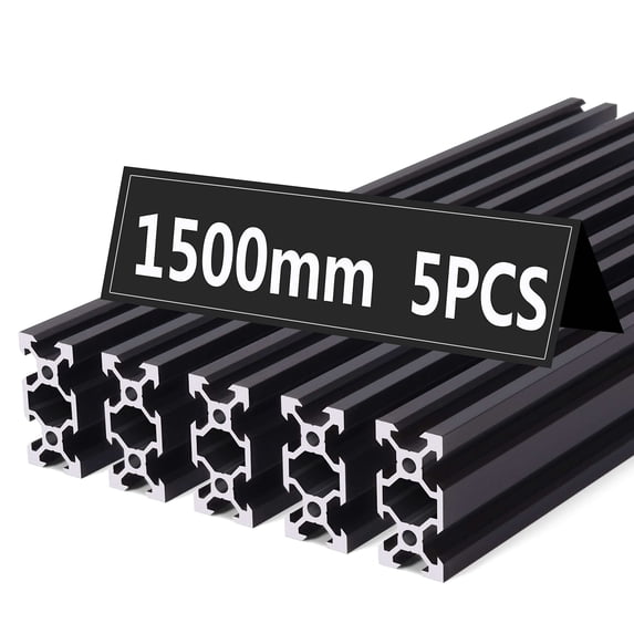 1500mm Black V Type 2040 Aluminum Extrusion Profile European Standard Anodized Linear Rail Guide (5PCS 1500mm (59.05inch), Black)