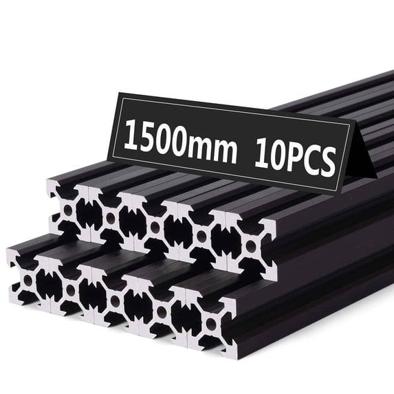 1500mm V Type 2020 Aluminum Extrusion Profile European Standard Anodized Linear Rail Guide (10PCS 1500mm (59.05inch), Black)