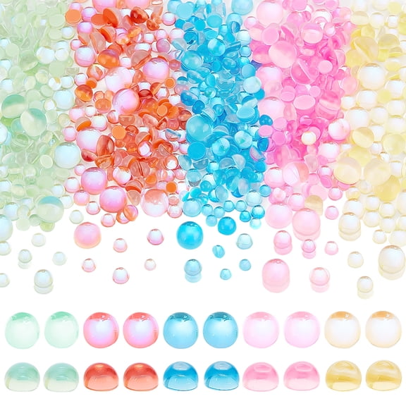 1500pcs Dewdrop Water Embellishments 5 Color Round Rhinestones Waterdrop Glass Flat Back Gems Scrapbooking Embellishments