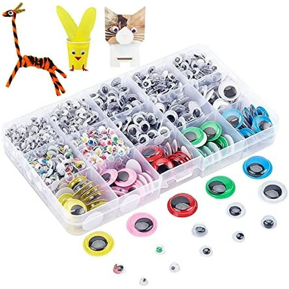 1500pcs Googly Wiggle Eyes 15 Styles Self-Adhesive Eyes 6 Sizes Felt Crafts Eyes 3D Sticker Puppet Eye
