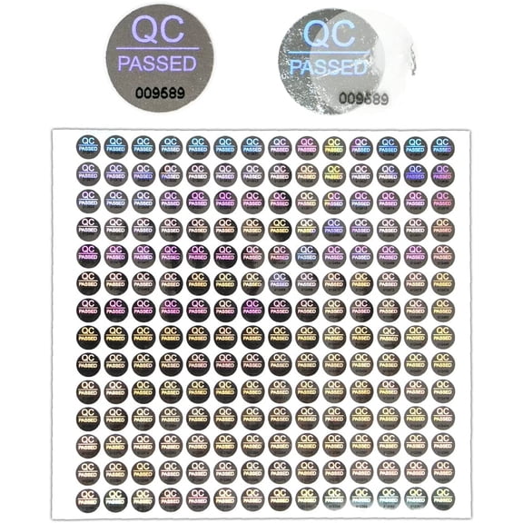 1500pcs Silver High Security Seals Tamper Evident Sticker Warranty Void QC Passed Labels Hologram Stickers with Unique Serial Numbering 0.4Inch
