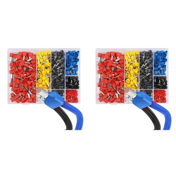 1500pcs Twin Wire Ferrules Kit Wire Terminal Ferrules Crimp Connector Twin Ferrules Dual Bootlace Ferrule Teminator Kit,1500pcs Twin Wire Ferrules Kit,Photo Color