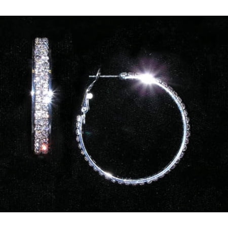 #15018 - Fine Two Row Hoop in Frame Earring - 1.75"
