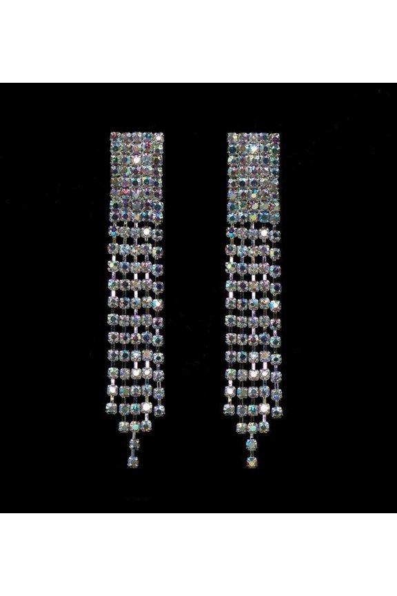 #15081AB - Rhinestone Fray AB Earrings