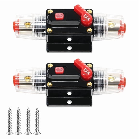 150A Audio Inline Circuit Breaker with Manual Reset 12-24V, 4-12 AWG 150 AMP Circuit Breaker Inline Fuse for Car Audio