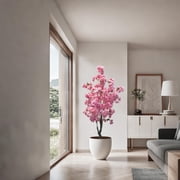 150CM/180CM Pink Cherry Blossom Tree in Nursery Pot, Realistic Tall Wishing Tree Fake Cherries Flower, Indoor Outdoor Pink Large Plants for Thanksgiving Christmas Home Office Decor