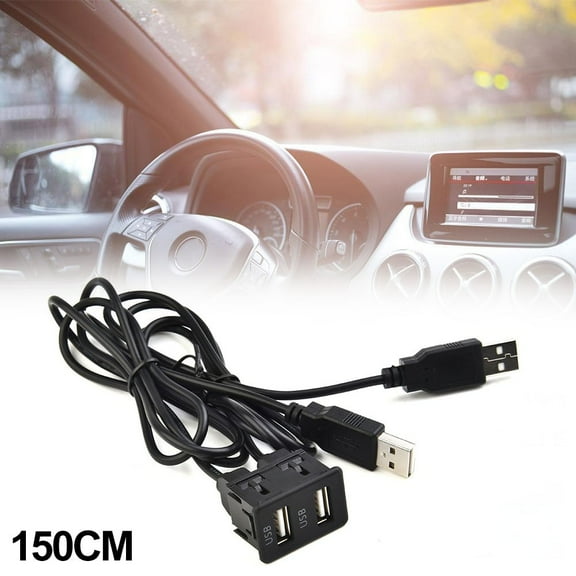 150Cm Car Dash Flush Mount Aux Usb Port Panel Dual Usb Extension Adapter Cable
